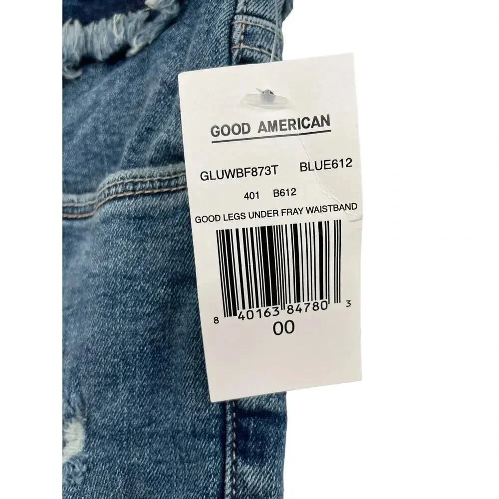 Good American Good Legs Under Fray Waistband High Rise Skinny Jeans Size 00 - Picture 6 of 13